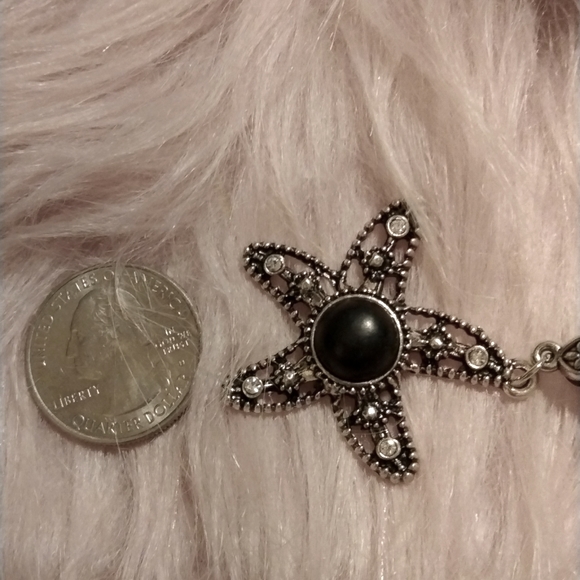 NEW By The Sea Starfish Pendant Necklace in Silvertone and Black! - Picture 5 of 5